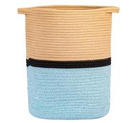 BSM Cotton Rope Storage Basket Organiser | Woven Basket for Toys Blankets & Baby Items | Decorative Biodegradable Home Storage in Blue/Black/Brown (Medium)