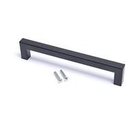 BSM Marketing 1 Pack Kitchen Door Handles 256mm Hole Centre Flat Black Cabinet Handles Stainless Steel Square Cupboard T Bar Handle (Screws Included)