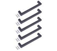 BSM Marketing 5 Pack Kitchen Door Handles 192mm Hole Centre Flat Black Cabinet Handles Stainless Steel Square Cupboard T Bar Handle (Screws Included)