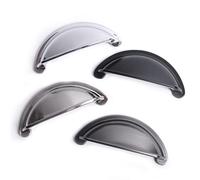 BSM Marketing Ariel Cupboard Cabinet Door Drawer Cup Pull Handle Stepped Chrome/Matt Black/Pewter/Brushed (10, Brushed)