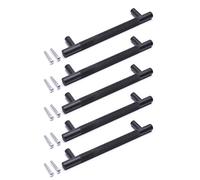 BSM Marketing Black Knurled T Bar Modern Kitchen Cupboard Cabinet Drawer Bar Door Handle Knob Matt Finish (5, 224mm)
