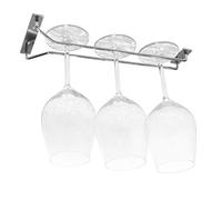 BSM Marketing Chrome Cabinet and Bar Wine Glass Holder Hanging Rack Storage Rail Low Profile (13" 33cm)