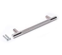 BSM Marketing Chrome Silver Finish Knurled T Bar Modern Kitchen Cupboard Cabinet Drawer Bar Door Handle Knob (1, 128mm)