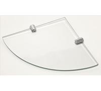 BSM Marketing Clear 180mm (7" Approx) 6mm Thickness Toughened Glass Corner Shelves for Bathroom Bedroom Kitchen Office with Chrome Finish Shelf Supports