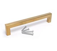 BSM Marketing Gold Finish Square Modern Kitchen Cupboard Cabinet Drawer Bar Door Handle Knob (1, 160mm)