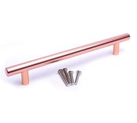 BSM Marketing Kitchen Cabinet Door Drawer Cupboard Knob Solid Rose Gold T Bar Handle (5, Hole Centres: 160mm)