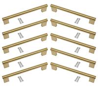 BSM Marketing Kitchen Cupboard Cabinet Keyhole Boss Bar Door Handle Knob Gold Finish (10, 320mm Hole Centres)