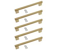 BSM Marketing Kitchen Cupboard Cabinet Keyhole Boss Bar Door Handle Knob Gold Finish (5, 160mm Hole Centres)