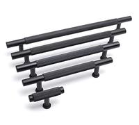 BSM Marketing Premium Knurled Black Kitchen Handle T Bar Modern Door Drawer Cupboard Cabinet Knob (1, 128mm)