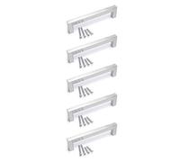 BSM Marketing Stainless Steel Finish Square Modern Kitchen Cupboard Cabinet Drawer Bar Door Handle Knob Matt Finish (5, 128mm)