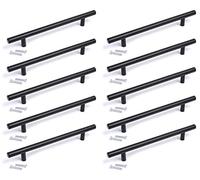 BSM Marketing T Bar Cabinet Handles Matt Black 192mm Kitchen Drawer Pulls Pack of 10
