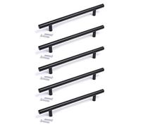 BSM Marketing T bar Handle knob Black Finish Kitchen Bedroom Bathroom (5, 160mm Hole Centres)