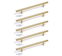 BSM Marketing T bar Handle Knob Gold Finish Kitchen Bedroom Bathroom (5, 192mm Hole centres)