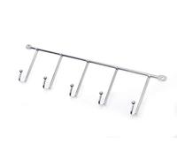 BSM Marketing Wall Mounted Utensil Holder Rack Hanging Rail, 5 Hook, Chrome