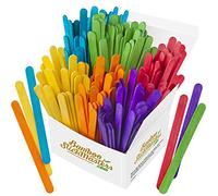 BSM Multicoloured Lolly Sticks | 300 Coloured Wooden Lollipops Stick Pack | Ideal for Craft DIY Projects, Popsicles, Baking, Kids Activities & Plant Labels | 6 Colours (114x10x2mm)