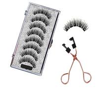 BSMKCL Dual Eye Magnetic Eyelashes 2 Pairs with Applicator, Reusable Natural Look Wispy Magentic 3D Magentic Lashes No Eyeliner No Glue Needed Lightweight Press on Women Lashes Quick to Wear