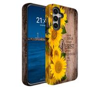 BSMOSPER Compatible for Samsung Galaxy S25 FE 5G Case, Dual Layer Heavy Duty 2 in 1 Shockproof Protective Phone Case,Christian Quotes 4:13 Sunflowers
