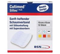 BSN medical Cutimed Siltec Plus Foam Bandage 10 x 10 cm Adhesive Pack of 12