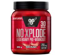 BSN Nutrition N.O.-Xplode Pre Workout Powder Food Supplement, Energy and Focus Booster with Caffeine, Amino Acids, Vitamin C and Zinc, Red Rush Flavour, 30 Servings, 390 g