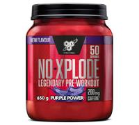 BSN Nutrition N.O.-Xplode Pre Workout Powder Food Supplement, Energy and Focus Booster with Caffeine, Amino Acids, Vitamin C and Zinc, Purple Power Flavour, 50 Servings, 650 g