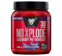 BSN Nutrition N.O.-Xplode Pre Workout Powder Food Supplement, Energy and Focus support with Caffeine, Amino Acids, Vitamin C and Zinc, Purple Power Flavour, 30 Servings, 390g (Packing May Vary)
