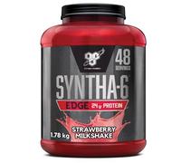 BSN Nutrition Protein Powder Syntha 6 Edge Low Carb and Sugar Whey Protein Shake with Whey Protein Isolate and BCAAs, Muscle Gain Powder, Strawberry Milkshake Flavour, 48 Servings, 1.87 kg