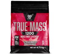 BSN True Mass 1200, Mass Gainer Protein Powder with Whey Isolate and Carbohydrates, Weight and Muscle Gain and Post Workout Recovery, Strawberry Milkshake Flavour, 15 Servings, 4.8 kg