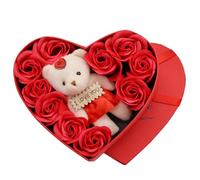 BSNRDX 10 Rose Flower Soap Flower Simulation Rose Soap Flower Gift Boxes Red Heart-Shaped Tin Cubs Artificial Roses Gift Sets for Valentine's Day Mother'S Day Wedding Festival Anniversary Birthday