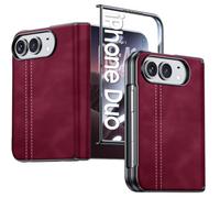 BSNRM for iPhone Duo Case with HD Screen Protector, Hinge Protective cover | Wireless Charging, Skin Feel PU Leather, Matte PC, Durable Shockproof Phone Cover for iPhone Duo (2026)-Red