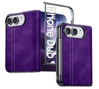BSNRM for iPhone Duo Case with HD Screen Protector, Hinge Protective cover | Wireless Charging, Skin Feel PU Leather, Matte PC, Durable Shockproof Phone Cover for iPhone Duo (2026)-Purple