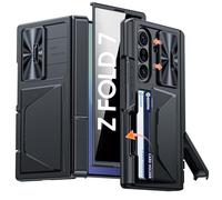 BSNRM for Samsung Galaxy Z Fold 7 Case with Card Holder RFID Blocking & Privacy Screen Protector & Slide Lens Cover & Hinge Protection & Kickstand, Shockproof Wallet Case for Z Fold 7 (Black)