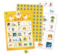 BSNZZIO Bible Bingo Cards - Bible Stories, 24 Bingo Cards Sets, Bingo Games for Home Activities, Vacation Gifts for Adult Teenager, Bible Games Christian Party Game Bingo Supplies -01