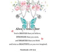 Bsoepnr Best Friend Neckace for Women, 2pcs Necklace Friendship BFF Necklace, Butterfly Magnetic Stitch Necklaces Gifts Birthday Gift Women Girls Kids Sister(blue&blue)