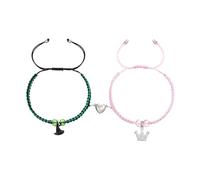 Bsoepnr Elphaba Galinda Friendship Bracelet, Magnetic Matching Bracelet for Couple Friend Girls Teenage Women, Crown Witch Wicked Hat Couple Friendship Gifts for Birthday Christmas (pink&green 2)