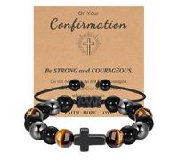 Bsoepnr First Holy Communion Confirmation Gifts for Boys, Cross Bracelet Baptism Christening Gifts for Son Grandson Nephew Teenage Boys, Religious Christians Presents for Communion Christmas