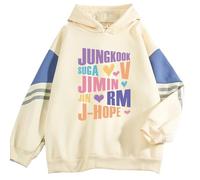 BSORYGAE Women K-Pop Hoodies Suga Jimin V RM JHope Jin Sweater Bangtan boys Pullover Hoodie, Beige, XL