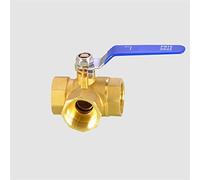 BSP Female Brass Full Port T-Port L-Port 3 Way Ball Valve Connector Adapter for Water Oil Air Gas 1Pcs(L-Type,0.75 Inch)