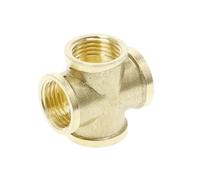 BSP Female Thread Brass Equal Cross 4 Ways Pipe Connector Fitting Coupler, for Home Improvement 5 Way connectors(3/8")