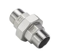 BSP NPT Female Male Socket Union Coupler, 201 304 316 Stainless Steel Pipe Fitting Connector 1pc(BSPT SS304 M-M,PTFE Seal_1/2IN)