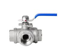 BSP NPT Female Thread 304 Stainless Steel 3 Way Ball Valve Adapter Connector(L Type-BSP Thread,1/2")