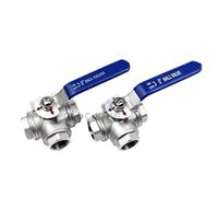 BSP SS304 Stainless Steel Three-Way Ball Valve L Type T Type 1/4" 3/8" 1/2" 3/4" 1" 1-1/2" 2" DN8 DN15 DN25 Female Thread(2",T Type)
