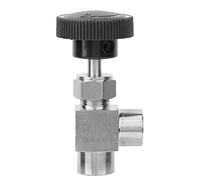 BSPP Female Thread Needle Valve, 304 Stainless Steel Angle Stop Valve for High Pressure High Temperature Water Gas Oil Fuel Transmission with Precision Sealing (Black Handle 1/4 Inner Wire)