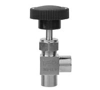 BSPP Female Thread Needle Valve, 304 Stainless Steel Angle Stop Valve for High Pressure High Temperature Water Gas Oil Fuel Transmission with Precision Sealing (Black Handle 1/8 Inner Wire)