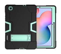 Bspring Case for Samsung Galaxy Tab S6 Lite 10.4 2020 Shockproof Tough Heavy-Duty Armor Case with Pen Slot Anti-Drop Double Protective Cover for Samsung Galaxy Tab S6 Lite 10.4 SM-P610/P615,Black+Aqua