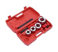 BSPT Ratchet Pipe Threader Kit, Pipe Threading Kit Taps and Dies Tool, Manual Pipe Threading Kit Set with 4 Dies 1/2" 3/4" 1" 1-1/4" Pipe Threader Tool and Firm Case for Metal and PVC Pipes