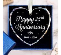 BSQUIELE Happy 25th Anniversary Ornament 2026 - Ornament for 25th Anniversary - Silver Anniversary - 25th Wedding Ornament - 25 Year of Marriage Gifts for Couple - Birthday Gift for Husband Wife