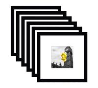 BSRHOME 8x8 Picture Frame Set of 6, Display Pictures 4x4 with Mat or 8x8 Without Mat, Tabletop Display and Wall Hanging Photo Frame, Collage Wall Decor Gallery Wall Frame Set, Black