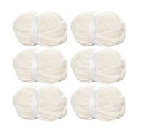 BSRHOME Chunky Chenille Yarn for Hand Knitting - Fluffy Soft Jumbo for Circular Needle & Crochet Hook, Super Bulky Big for Chunky Blanket, Large Thick Arm Knitting, 6 Pack, Vintage White