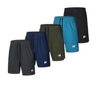 Bsrpolry 5 Pack Men's Running Shorts Gym Shorts, Men's Athletic Shorts with Pockets and Elastic Waistband Black, Blue, Green, Navy, Dark Gray 4XL