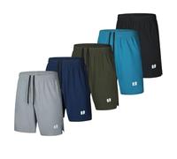 Bsrpolry 5 Pack Men's Running Shorts Gym Shorts, Men's Athletic Shorts with Pockets and Elastic Waistband Black, Blue, Green, Navy, Light Gray 4XL